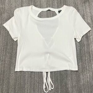 Wild Fable White Crop Top with Cut-Out